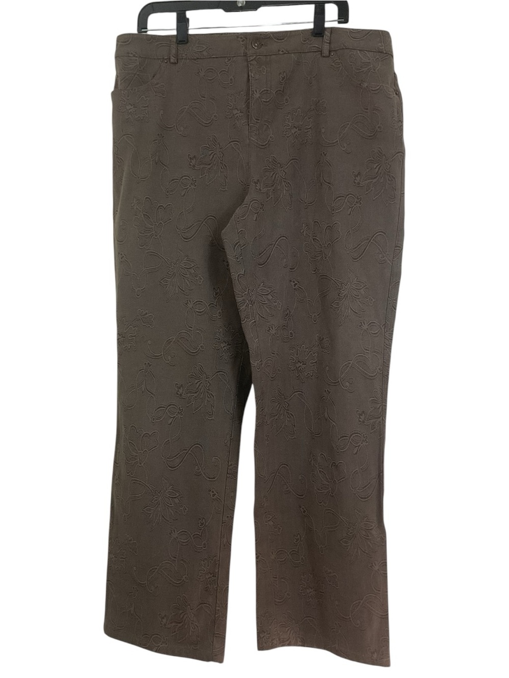 Eric Jeans Women’s Size 16 Brown Floral Jacquard High Rise Straight Leg Pants